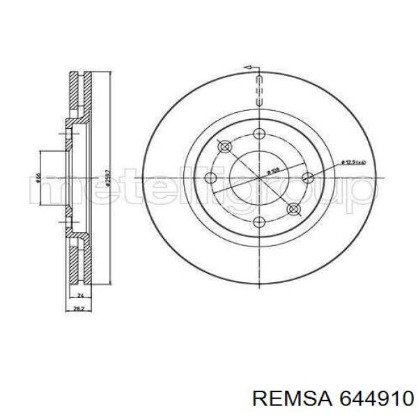 Передние тормозные диски 644910 Remsa