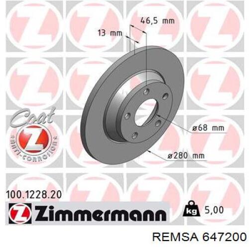 Передний тормозной диск Remsa 647200