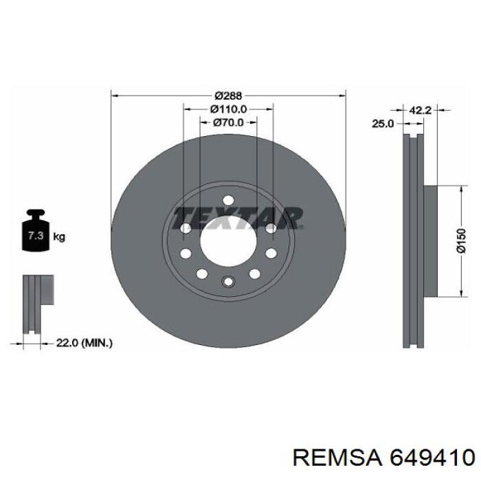649410 Remsa диск тормозной передний