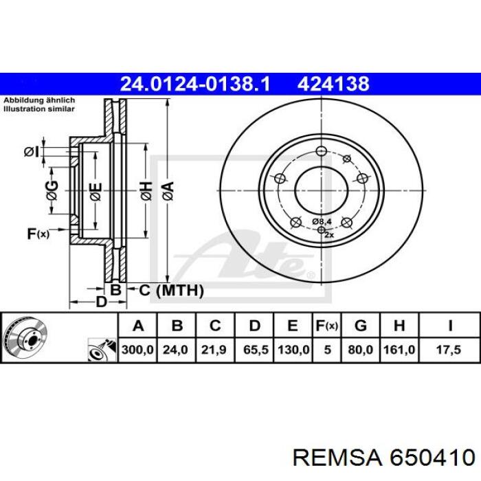 650410 Remsa Диск тормозной передний