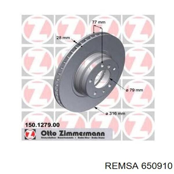 650910 Remsa Диск тормозной передний