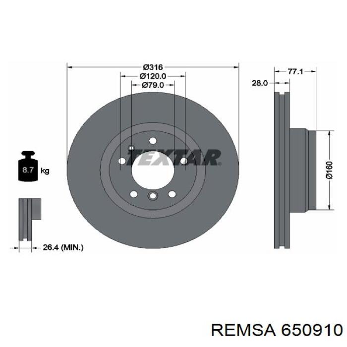 Тормоз дисковый передний Remsa 650910 цена, от 60.44 USD