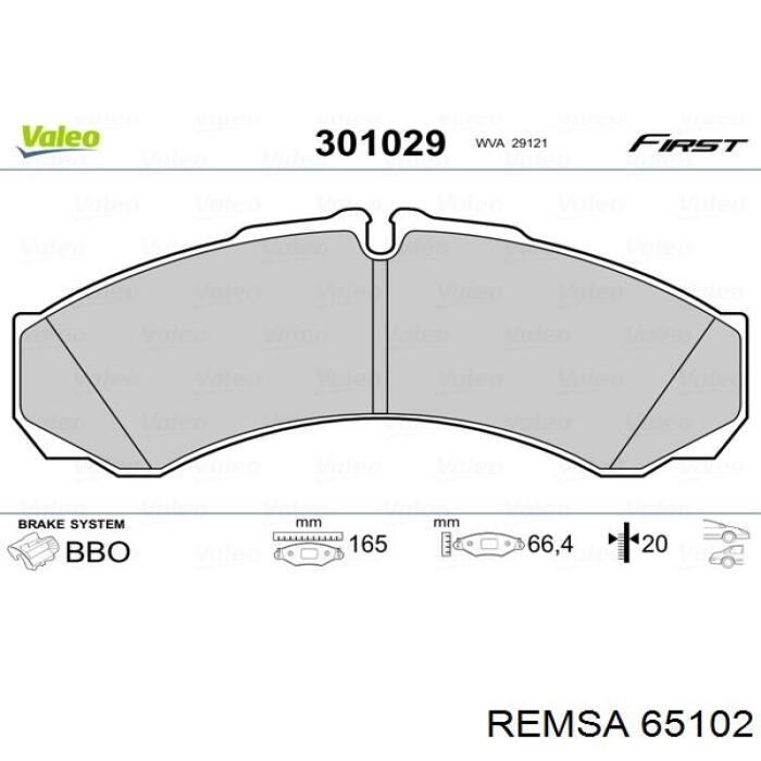 Задние тормозные колодки 65102 Remsa