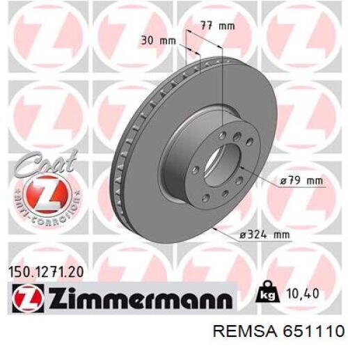 Тормоз дисковый передний Remsa 651110 цена, от 72.75 USD