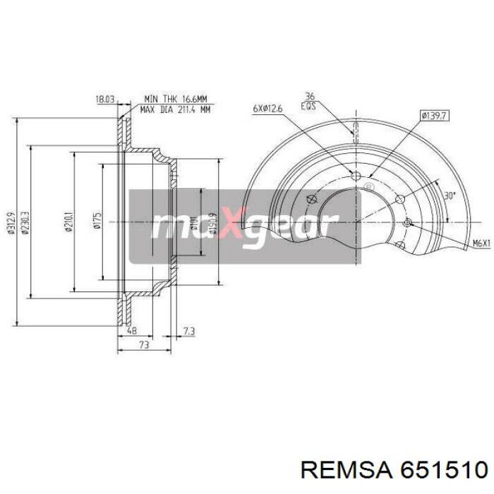 651510 Remsa Дисковый тормоз