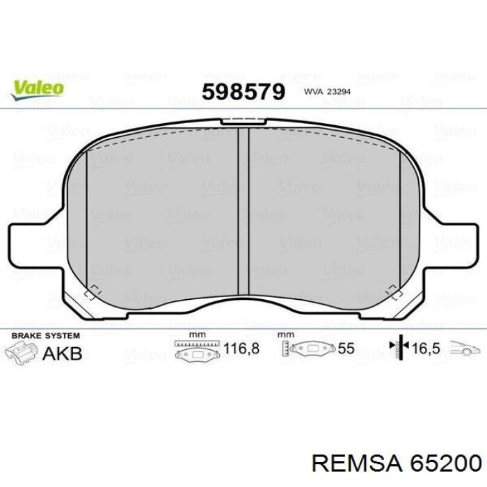 Передние тормозные колодки 65200 Remsa