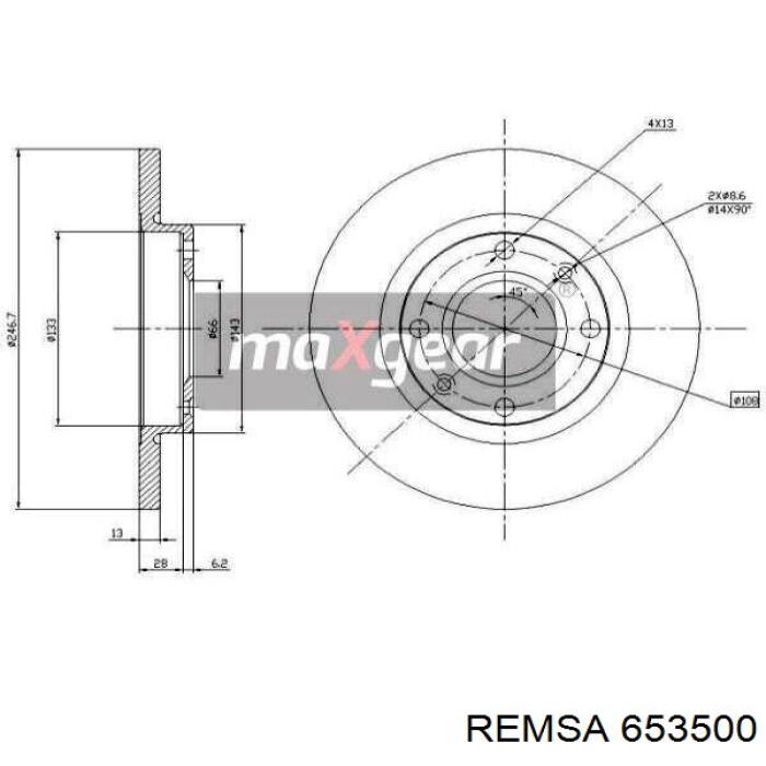 Тормоз дисковый передний Remsa 653500 цена, от 26.04 USD