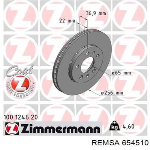 Передние тормозные диски 654510 Remsa
