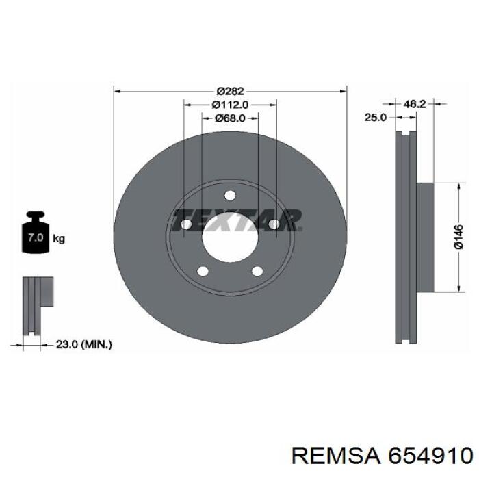 Тормоз дисковый передний Remsa 654910 цена, от 39.20 USD
