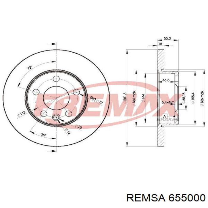 Передние тормозные диски 655000 Remsa