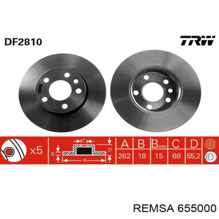 Передний тормозной диск Remsa 655000