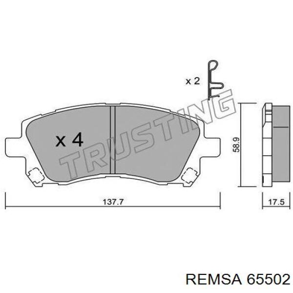 Передние тормозные колодки 65502 Remsa