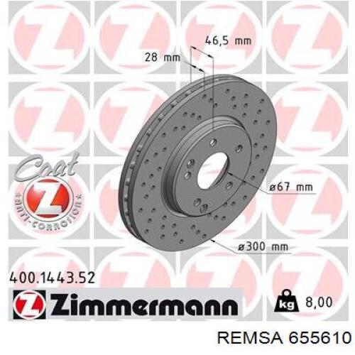 Тормоз дисковый передний Remsa 655610 цена, от 53.85 USD