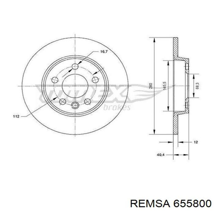 Задний дисковый тормоз Remsa 655800