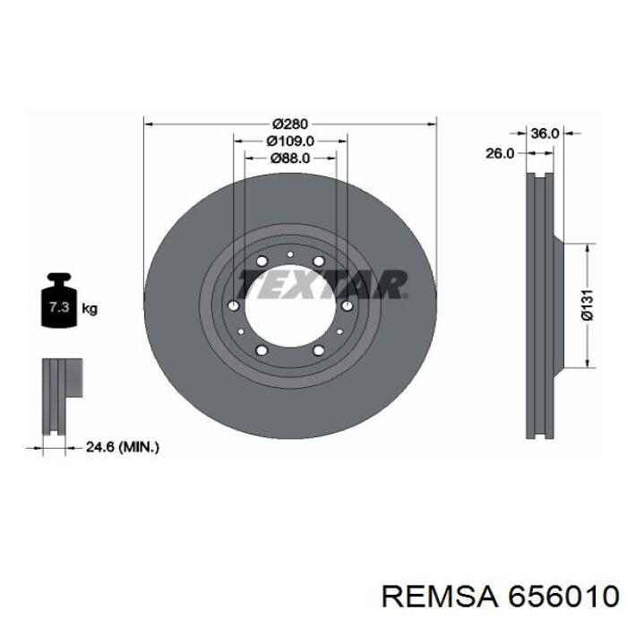 Передние тормозные диски 656010 Remsa