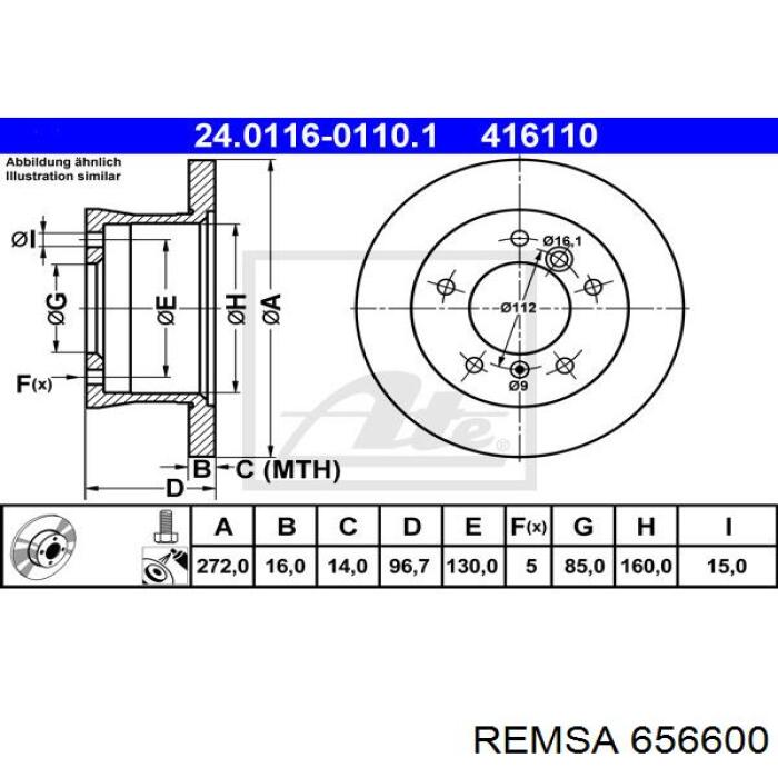 Задний тормозной диск Remsa 656600 цена, от 40.74 USD