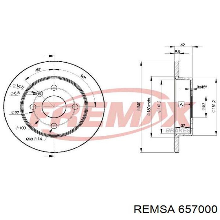 Тормозные диски 657000 Remsa
