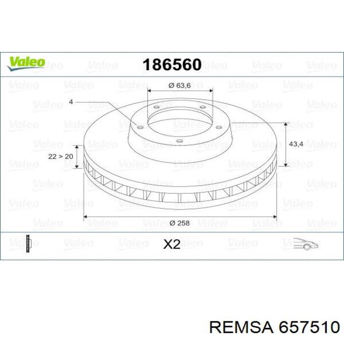 Передние тормозные диски 657510 Remsa