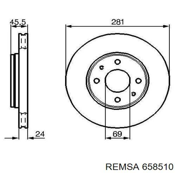 658510 Remsa Диск тормозной передний