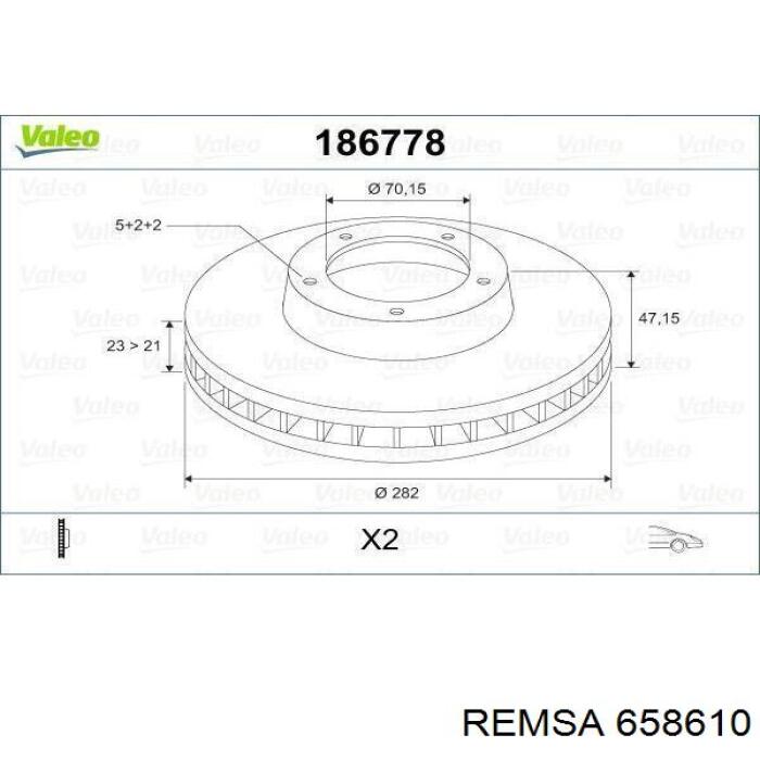 Передние тормозные диски 658610 Remsa
