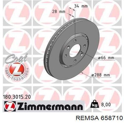 Передний тормозной диск Remsa 658710