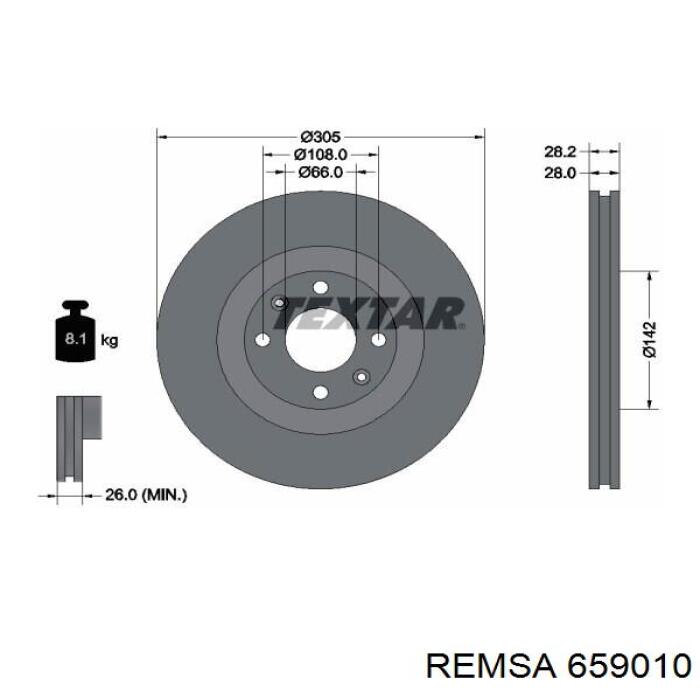 Тормоз дисковый передний Remsa 659010 цена, от 41.96 USD