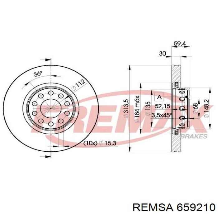 Передний тормозной диск Remsa 659210
