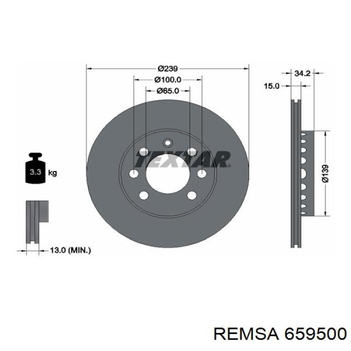 Передние тормозные диски 659500 Remsa