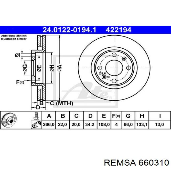 Купить 660310 Remsa Ротор тормозной