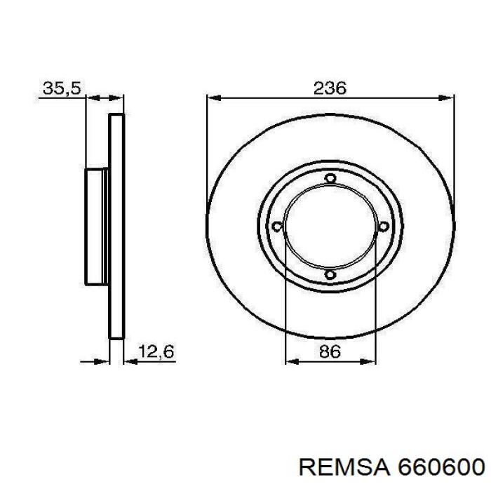 Передние тормозные диски 660600 Remsa