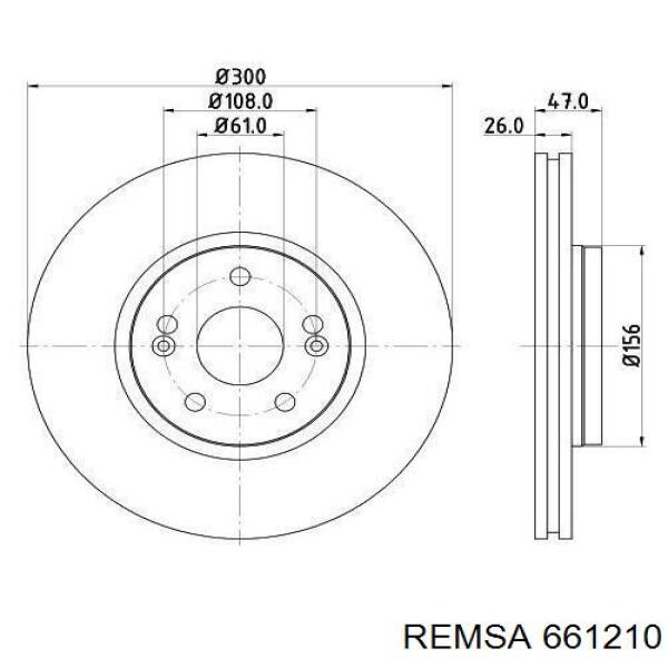 Передние тормозные диски 661210 Remsa