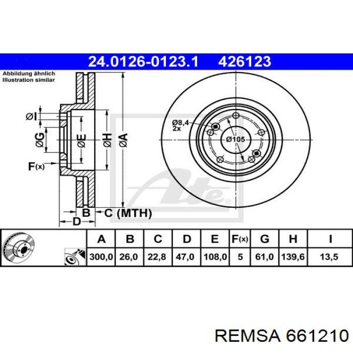 661210 Remsa Диск тормозной передний