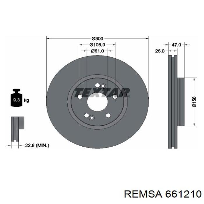 Тормоз дисковый передний Remsa 661210 цена, от 50.77 USD