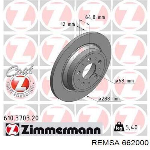 Задний дисковый тормоз Remsa 662000