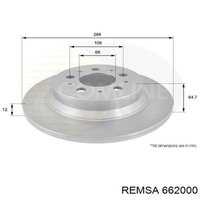 Задний тормозной диск Remsa 662000 цена, от 37.33 USD