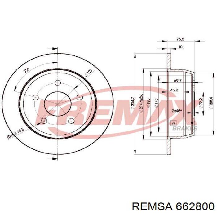 Тормозные диски 662800 Remsa