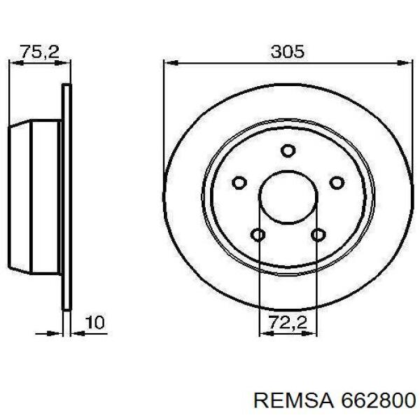 Купить 662800 Remsa Диск тормозной задний