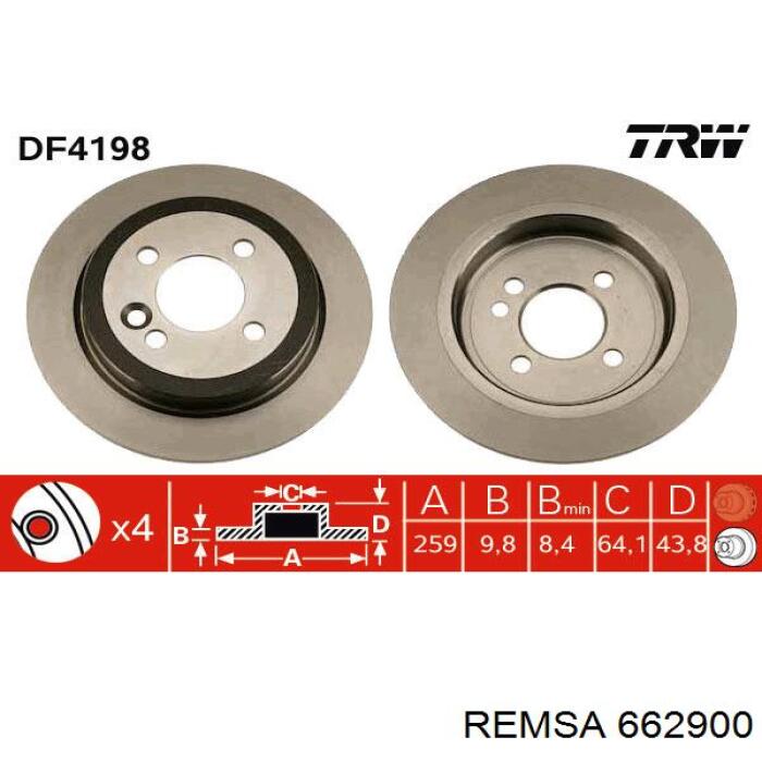 Задний тормозной диск Remsa 662900 цена, от 27.98 USD