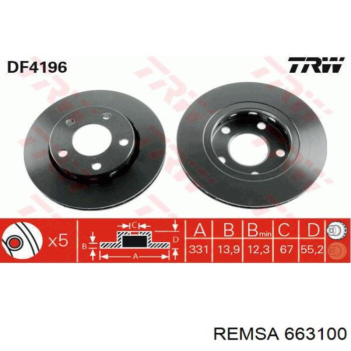 Купить 663100 Remsa Диск тормозной задний