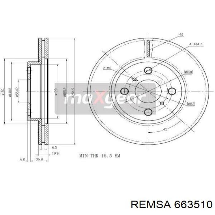Тормоз дисковый передний Remsa 663510 цена, от 28.00 USD