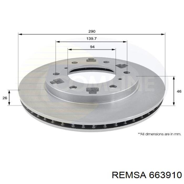 Передний тормозной диск Remsa 663910