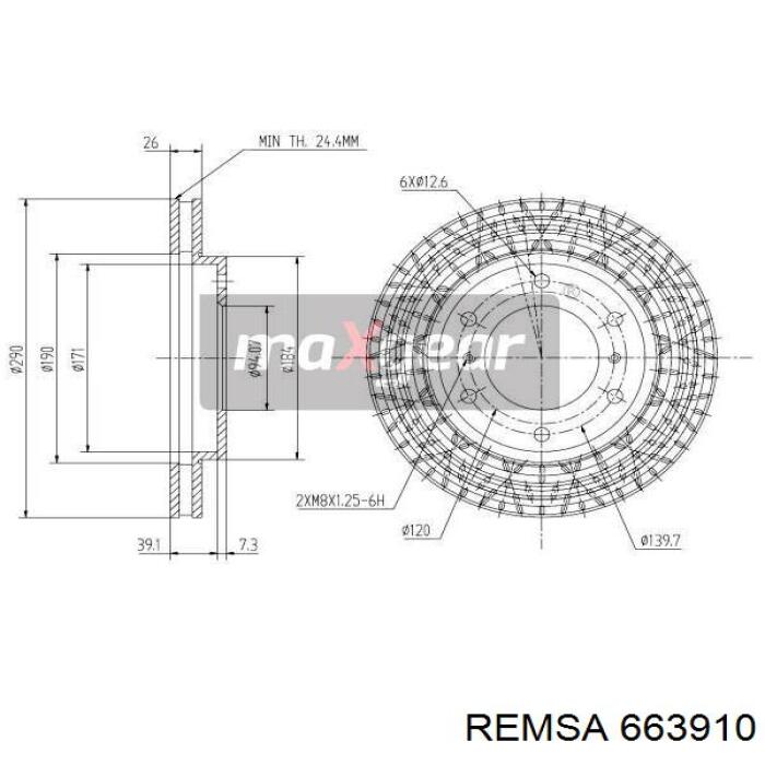 Тормоз дисковый передний Remsa 663910 цена, от 39.89 USD