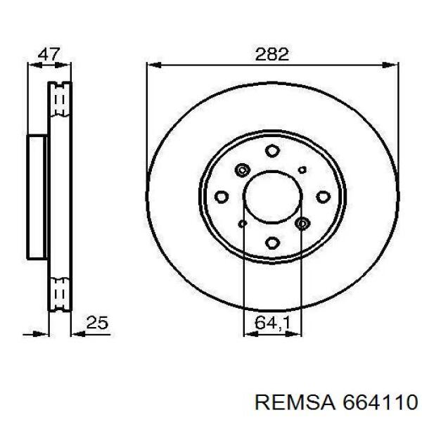 Передние тормозные диски 664110 Remsa