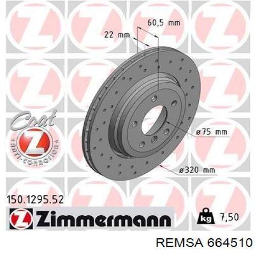 Задний тормозной диск Remsa 664510 цена, от 52.82 USD