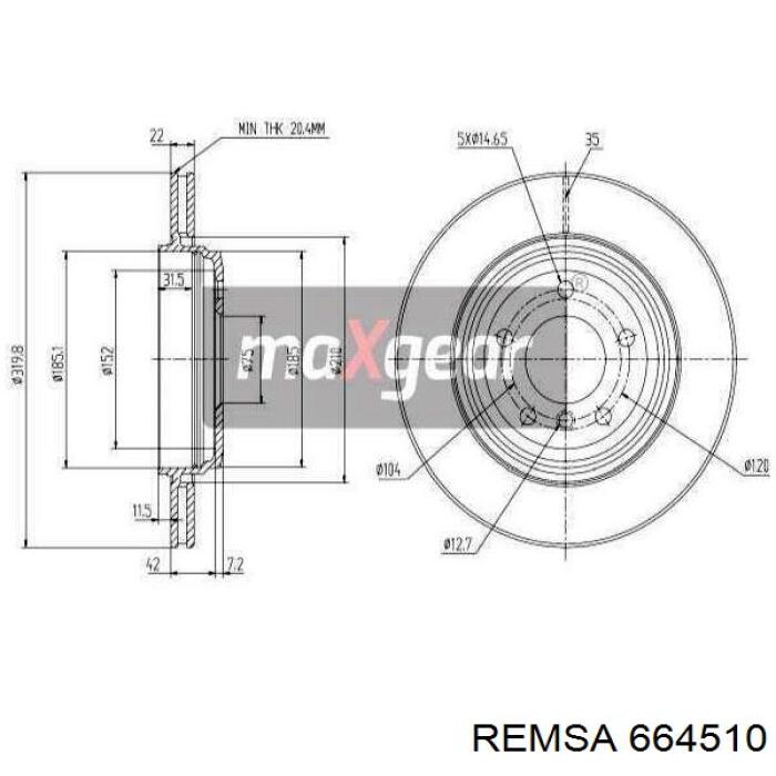 Купить 664510 Remsa Диск тормозной задний