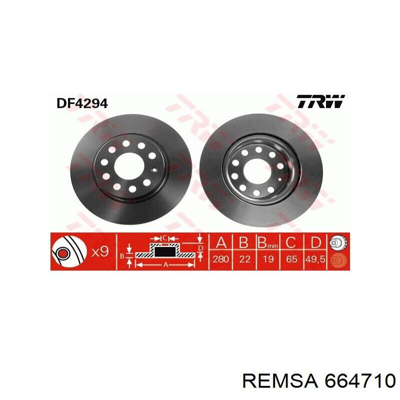 Передние тормозные диски 664710 Remsa