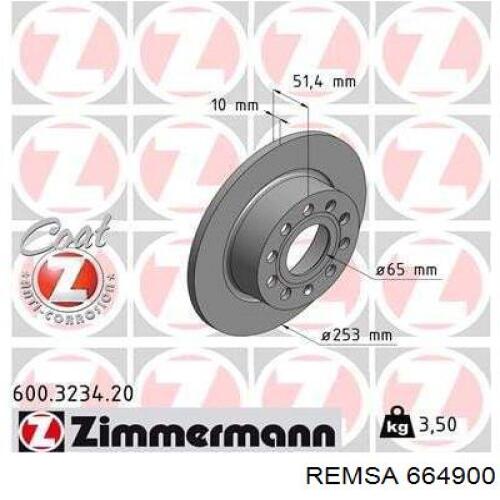 Тормозные диски 664900 Remsa
