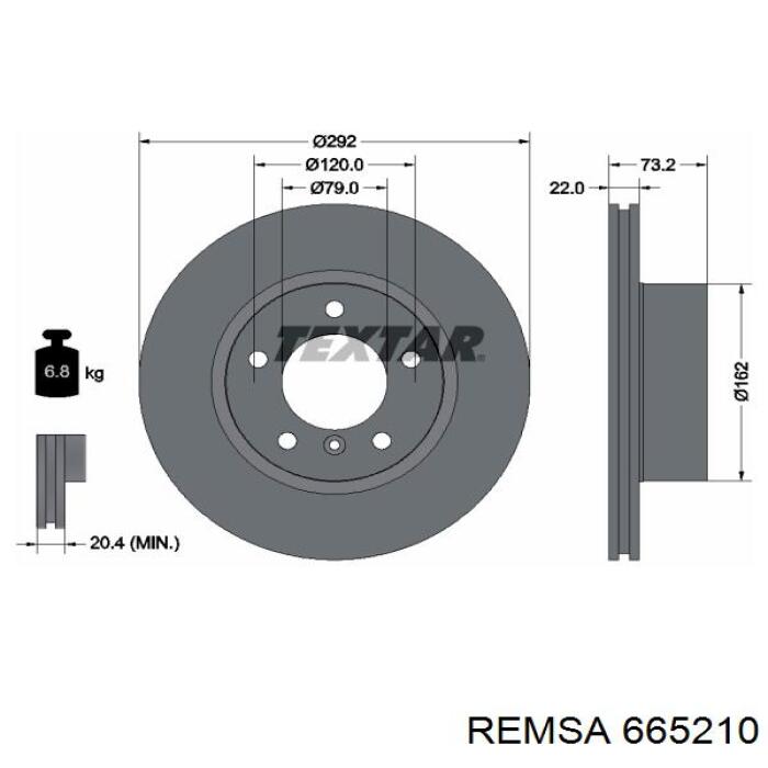 Передние тормозные диски 665210 Remsa