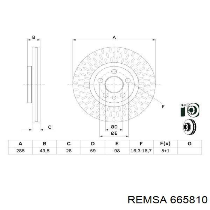 Тормоз дисковый передний Remsa 665810 цена, от 44.61 USD