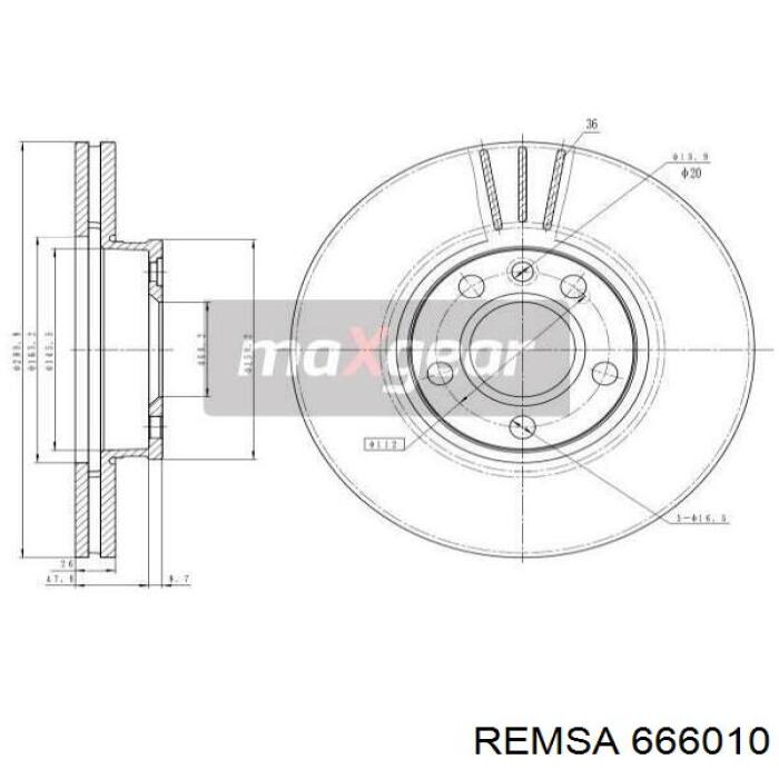 Передние тормозные диски 666010 Remsa